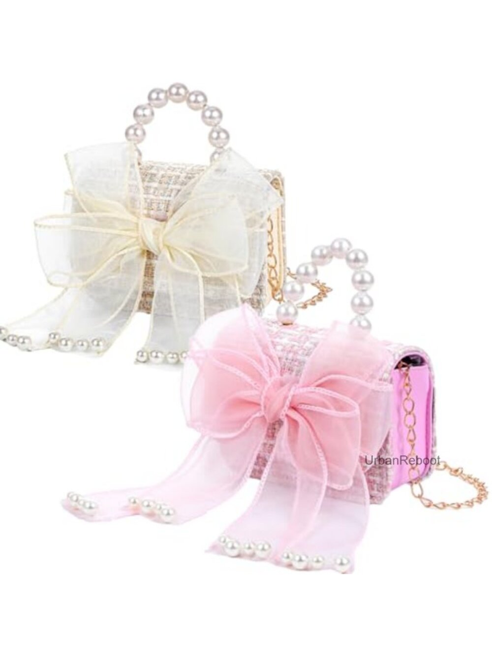 2 Pack Cute Purses for Little Girls Mini Handbags Crossbody Bag Bowknot